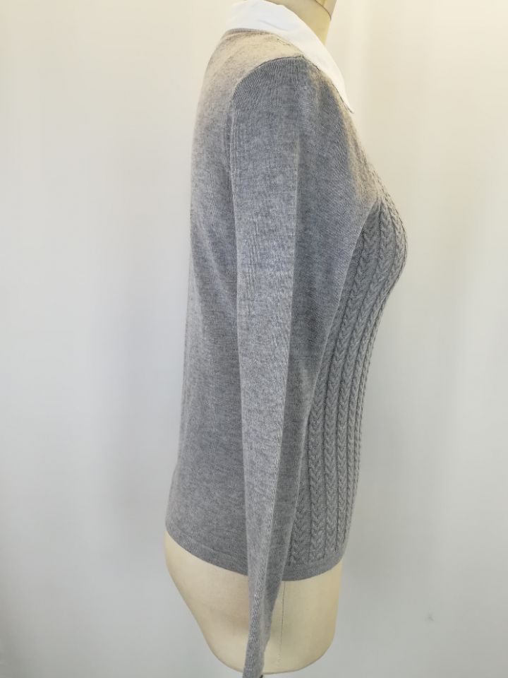 Women Sweater Lady Sweater Girl Sweater with Woven Neckline