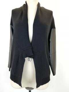 Women Sweater Lady Sweater with Fake Leather Sleeve 