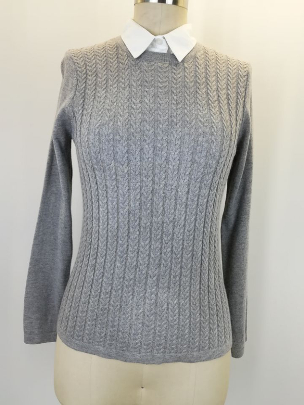 Women Sweater Lady Sweater Girl Sweater with Woven Neckline