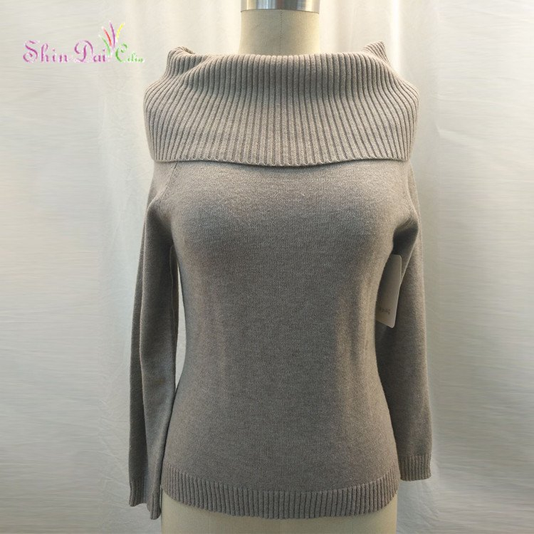 Latest Design Europe Ladies Beautiful Stylish Long Sleeve Turtleneck Pullover Sweater