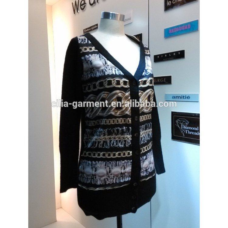 2014 ladies' knitwear lady sweater Printing Cardigan 
