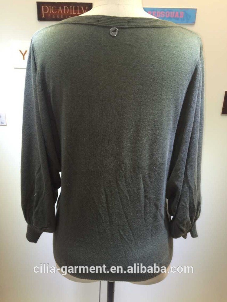 2015 new fashion lady sweater with puff sleeve