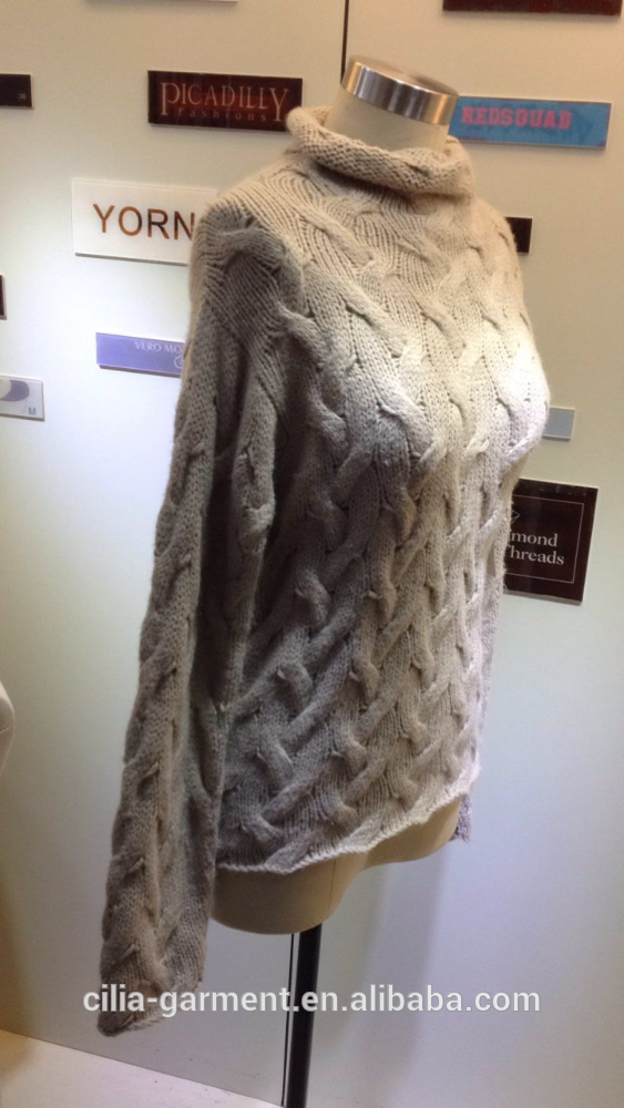 lady knitted sweater in brown
