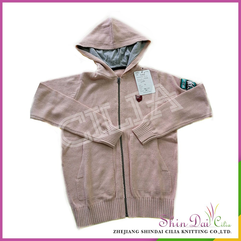 High quality new design girls winter warm sweater coat with zipper
