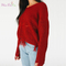 Good design red handmade knit girls distressed wool acrylic pullover pullover sweater