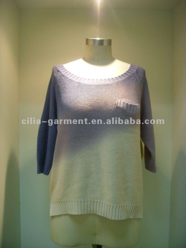 5gg flat knit pullover with dip dye lady sweater