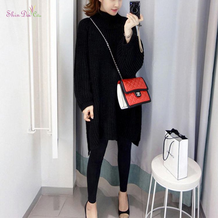 Wholesale new design girl's autumn winter long sleeve turtleneck knit sweater