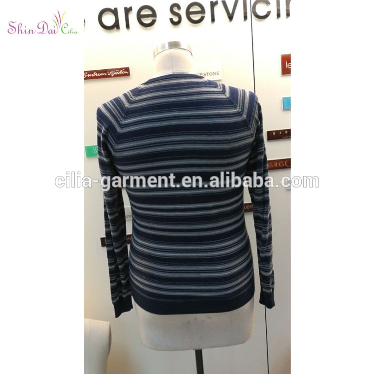 New style wholesale man heavy winter knitting stripe pullover sweater