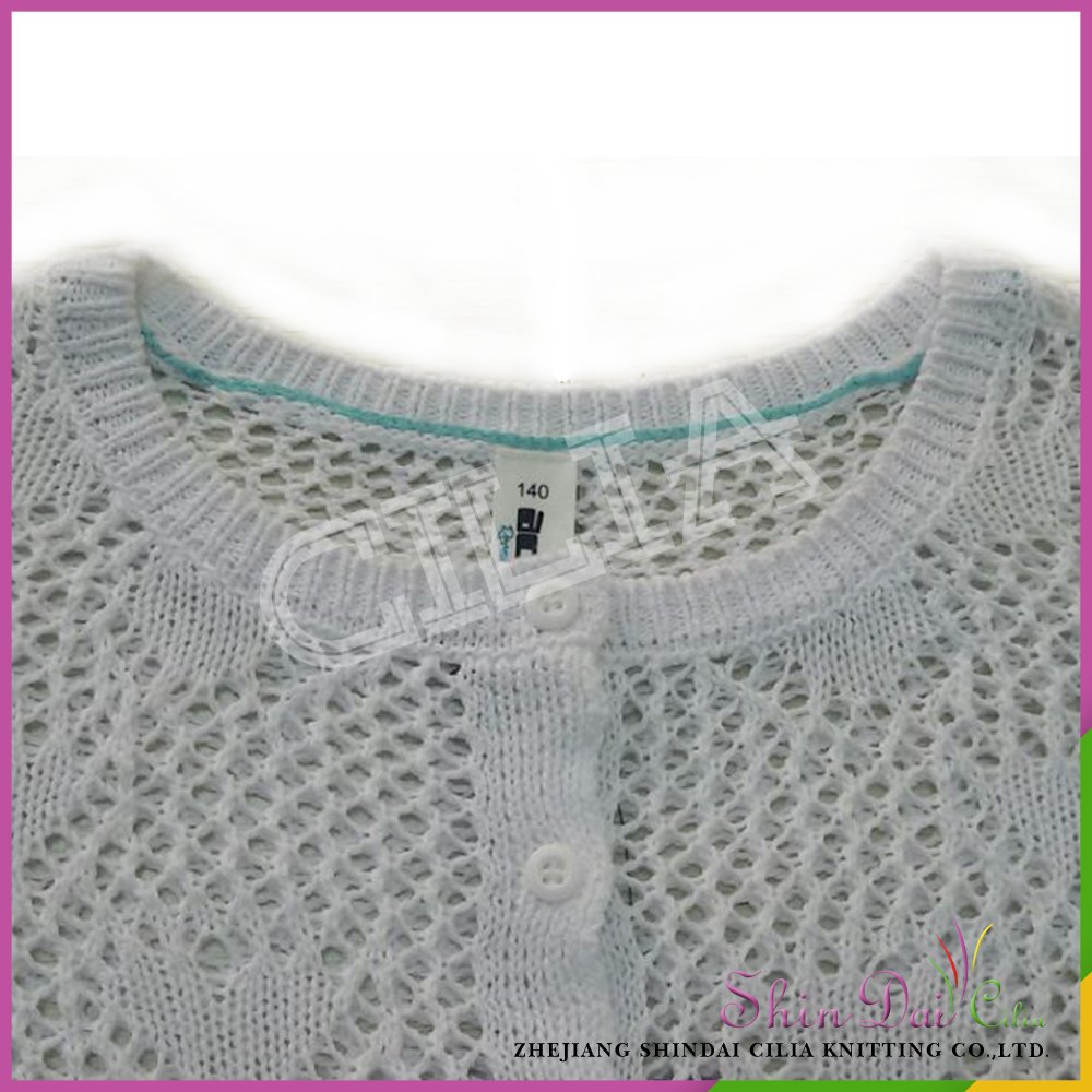 Best selling new high quality white girl crochet hollow jacquard autumn winter sweater cardigan