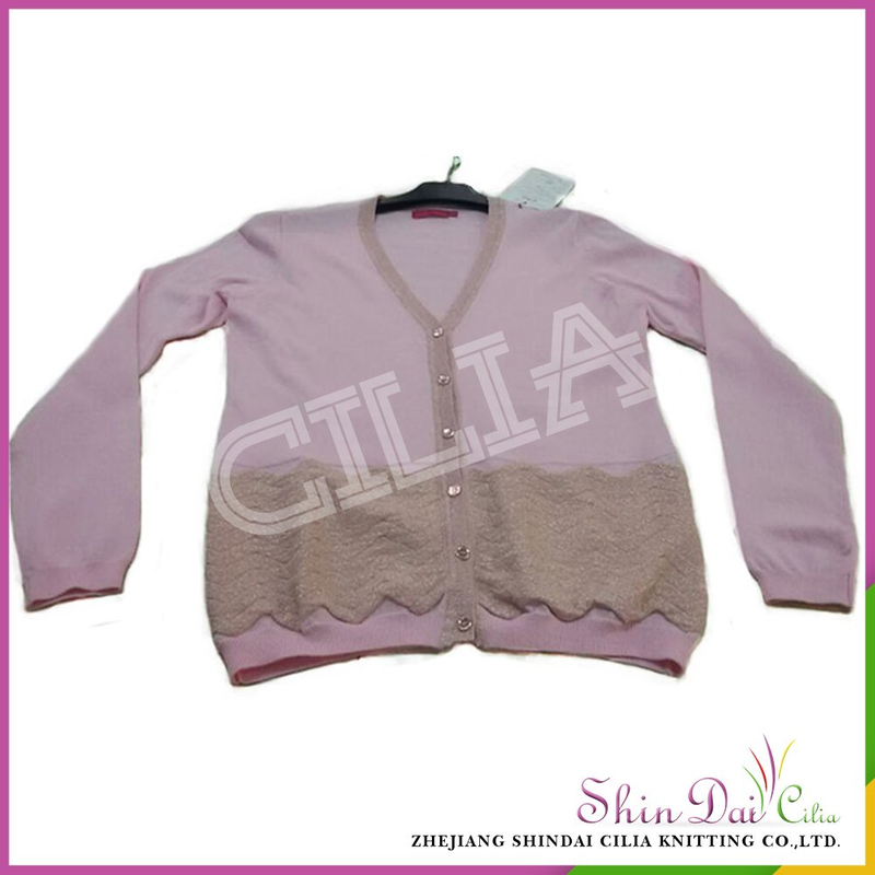 Factory sale unique design girl plus size autumn winter kitting sweater cardigan with lurex