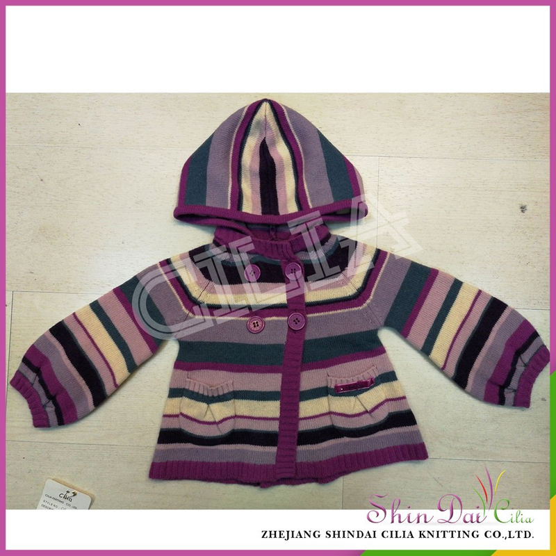 Directly sell from factory winter knitted stripe patterns cardigan sweater for children