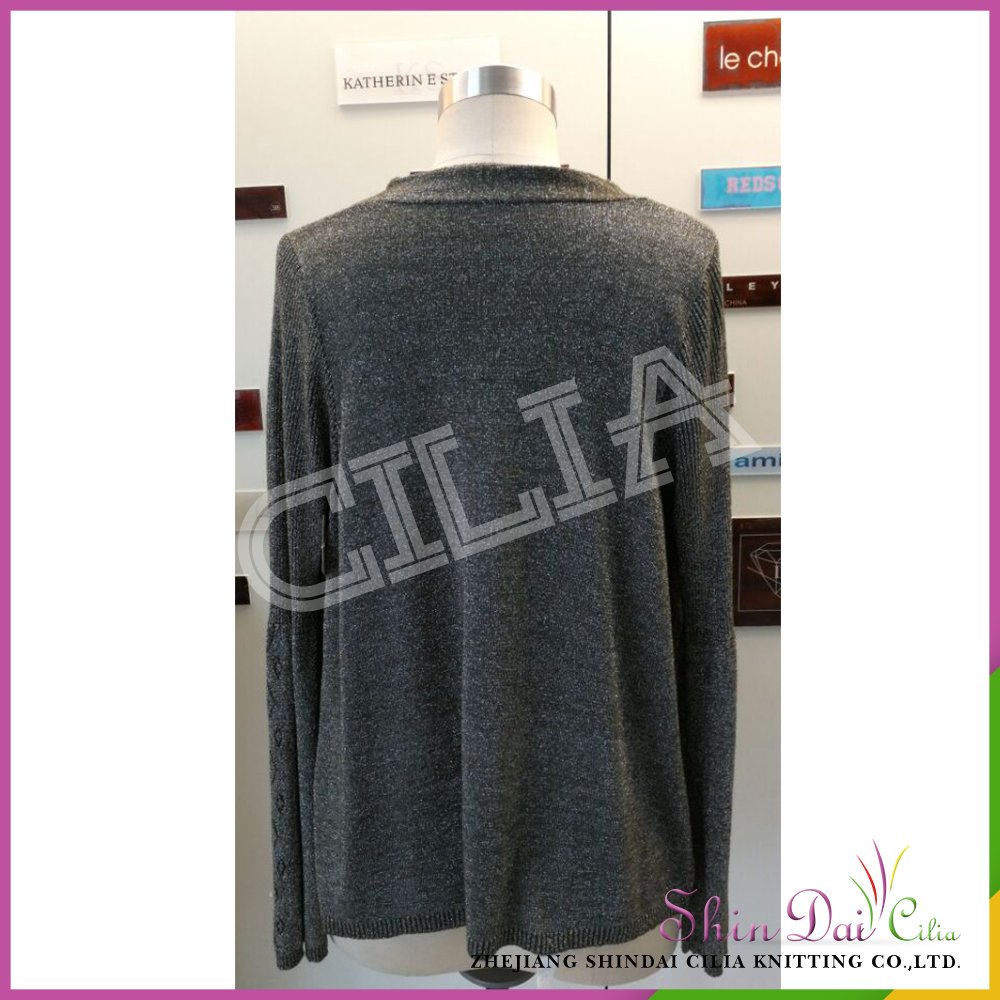 Cheap wholesale women ladies fancy knit cardigan sweater with jacquard