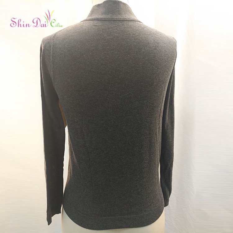 Logo Printed Winter Women Black Slim Pullover Sweater with Decorative Necktie