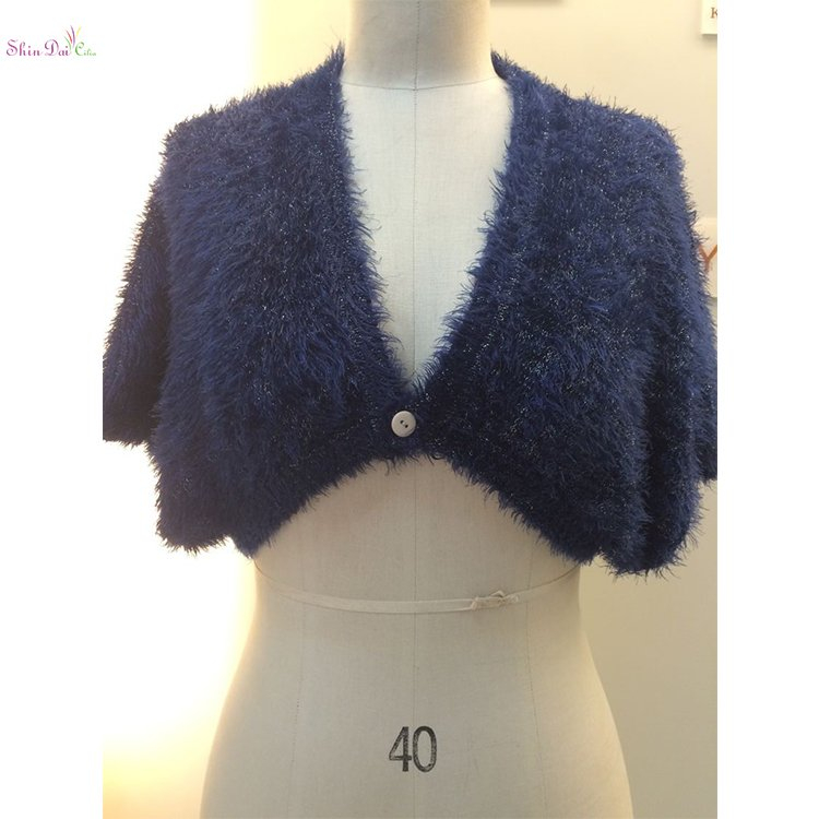 Latest design korean style nylon+lurex women girls cardigan sweaters