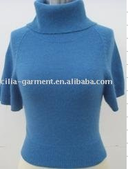 fashion ladies' knitted sweater with blue Short Sleeve
