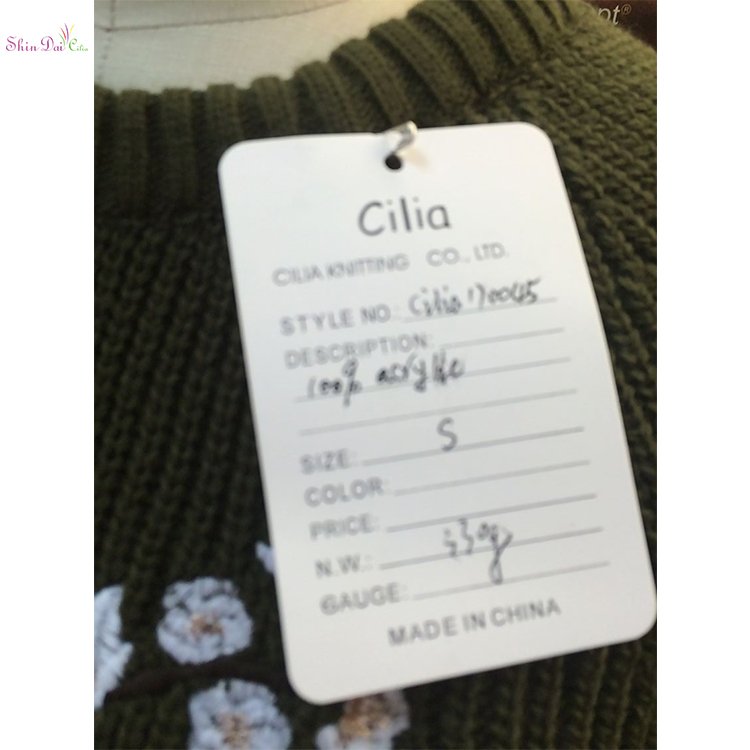 Hot sale lady women's knitted pullover sweater with embroidery