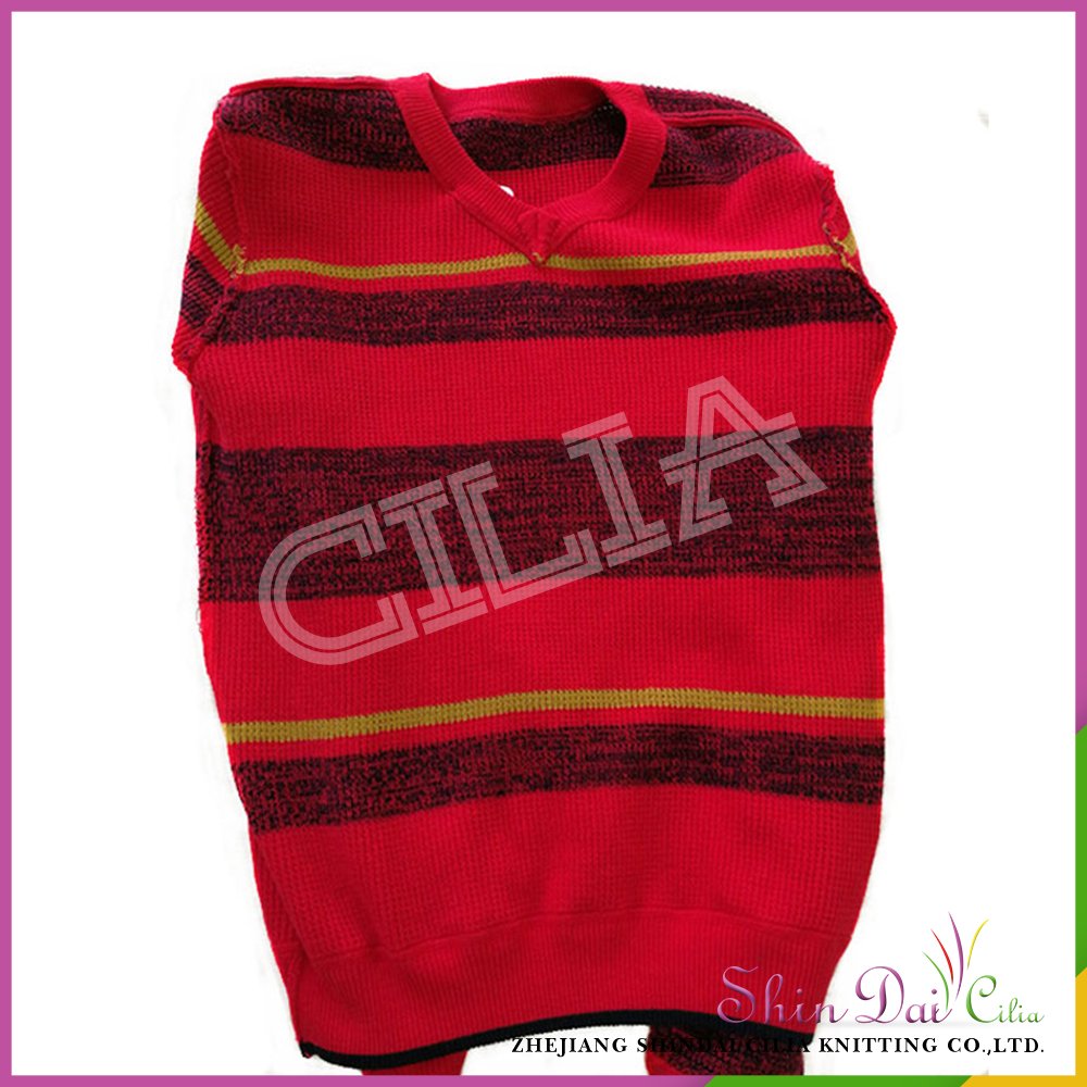 Directly sell from factory 100%cotton red v neck knitting sweater for boy