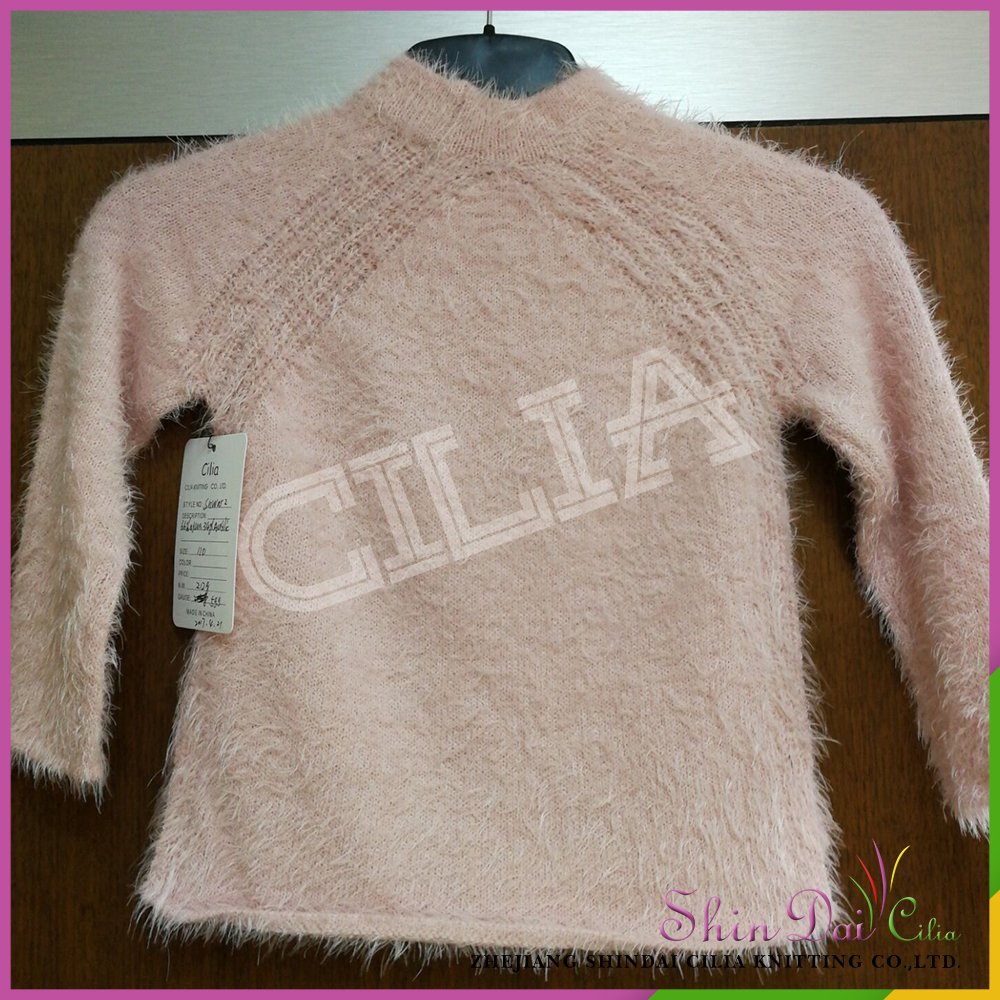 High quality new design white hand knitted embroidered sweater pullover for little girl