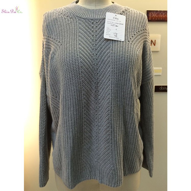 Factory directly wholesale women's baggy knit long sleeve top sweater