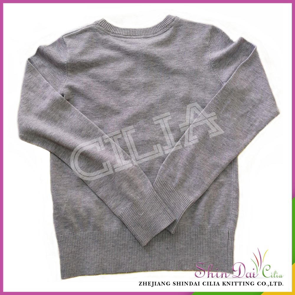 Factory directly provide girl grey fancy winter warm pullover sweater with pearl