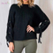 Best selling women ladies' oversized round neck knitted lace up pullover sweater
