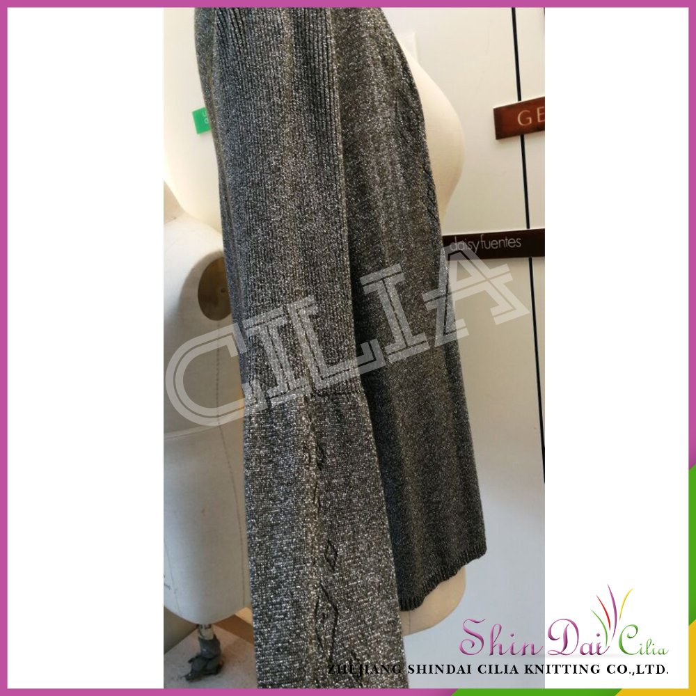 Cheap wholesale women ladies fancy knit cardigan sweater with jacquard