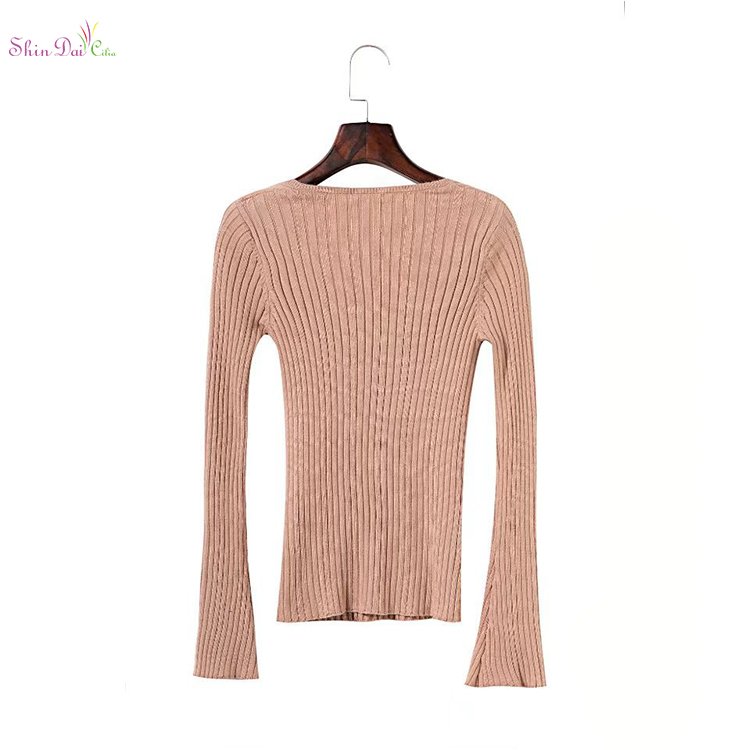 Factory directly provide fashion spring mature ladies in tight knit pullover sweater