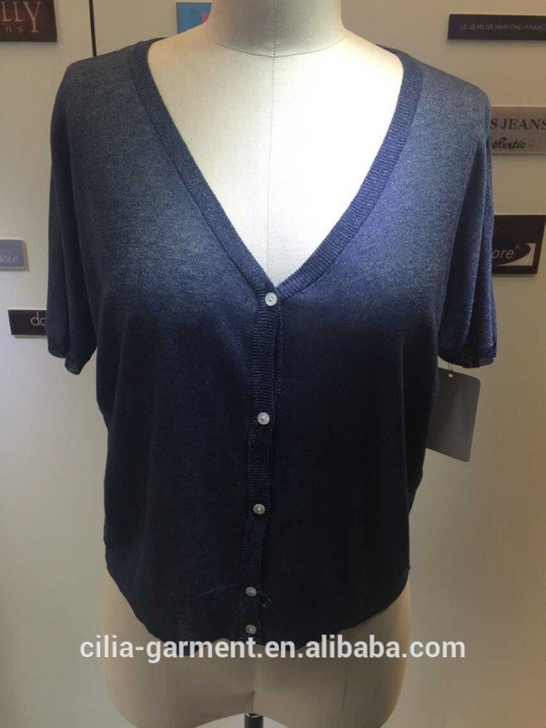 2015 new fashion young lady cardigan 76%viscose 14%ramie 10%nylon
