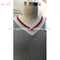 Hots fashion grey varsity v-neck long sleeve knitted top pollover sweater