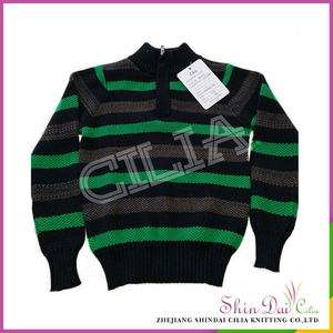 Wholesale new design kids high neck knitted pullover sweater with zipper