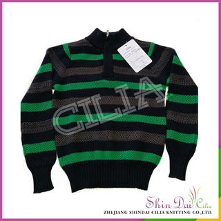 Wholesale new design kids high neck knitted pullover sweater with zipper