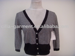 lady's knitted sweater with stripes