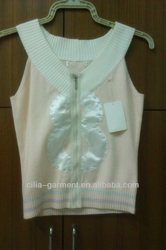 cilia 2014 beby knitted tatting vest with eight &amp;zipper sweater