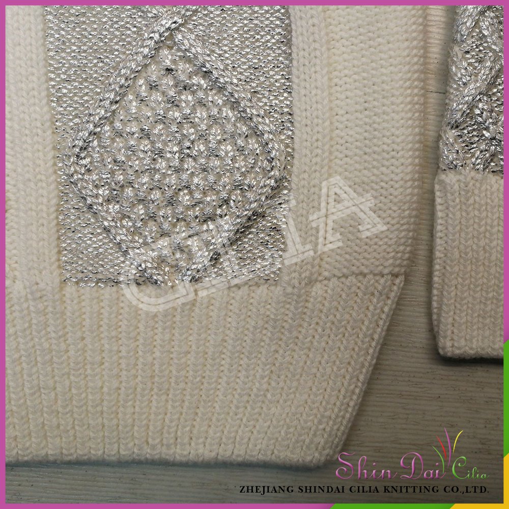 The newest fashion white girl winter turtleneck ullover sweater with gilding