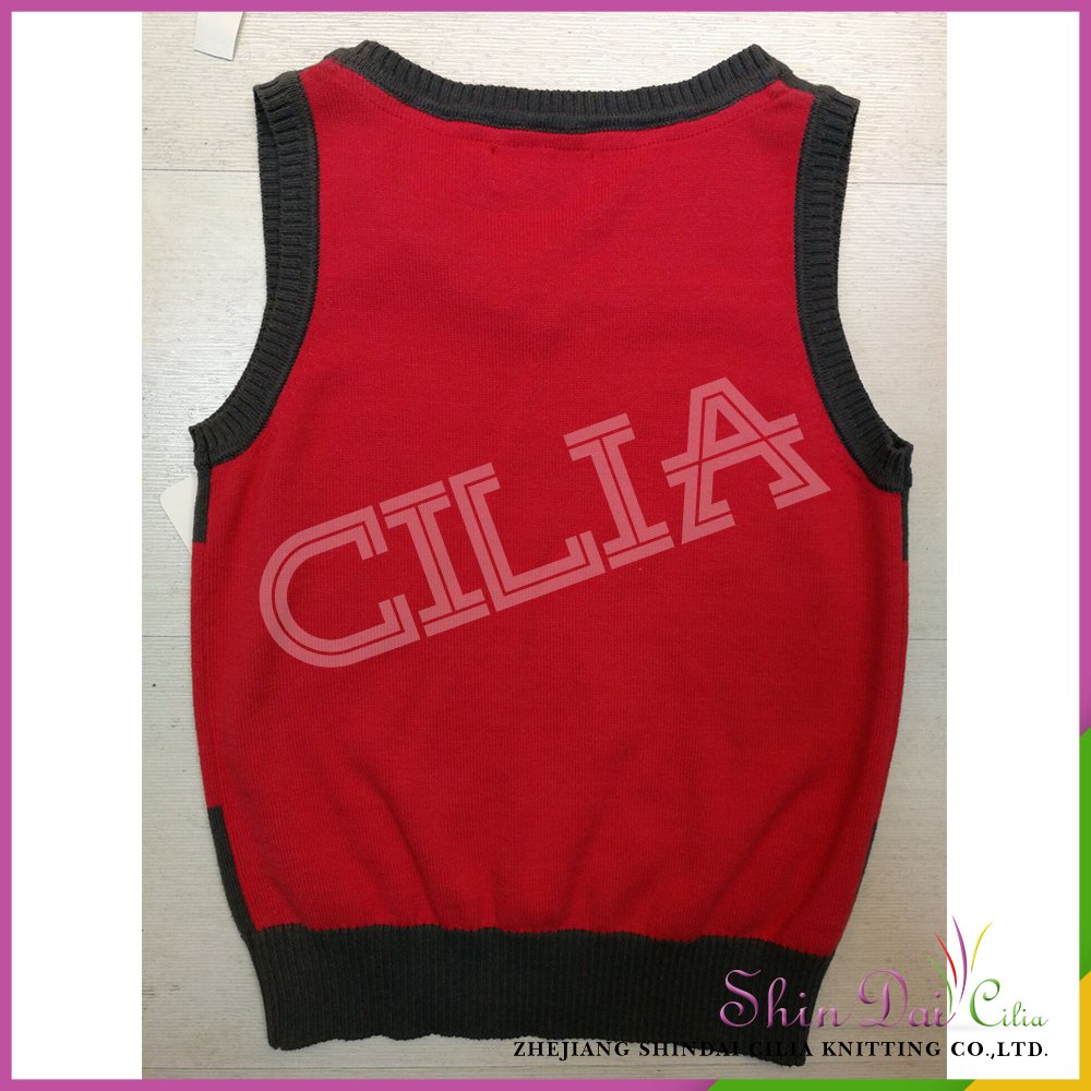 Cheap custom pretty boy 100% cotton knitting square jacquard sweater vest