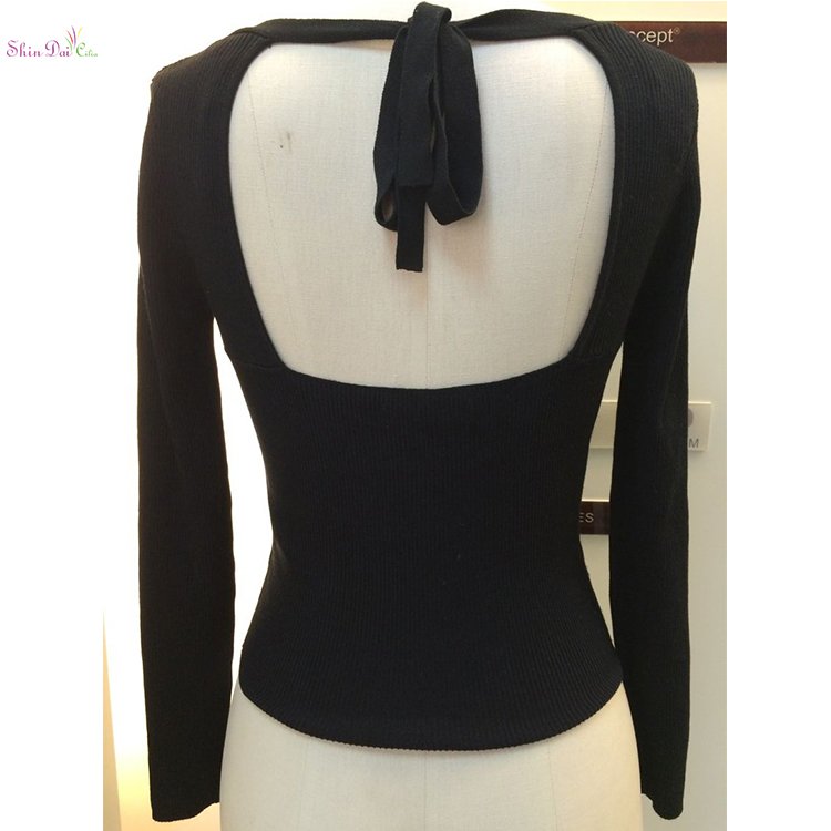 Wholesale women lady elegant long sleeve sexy backless sweater