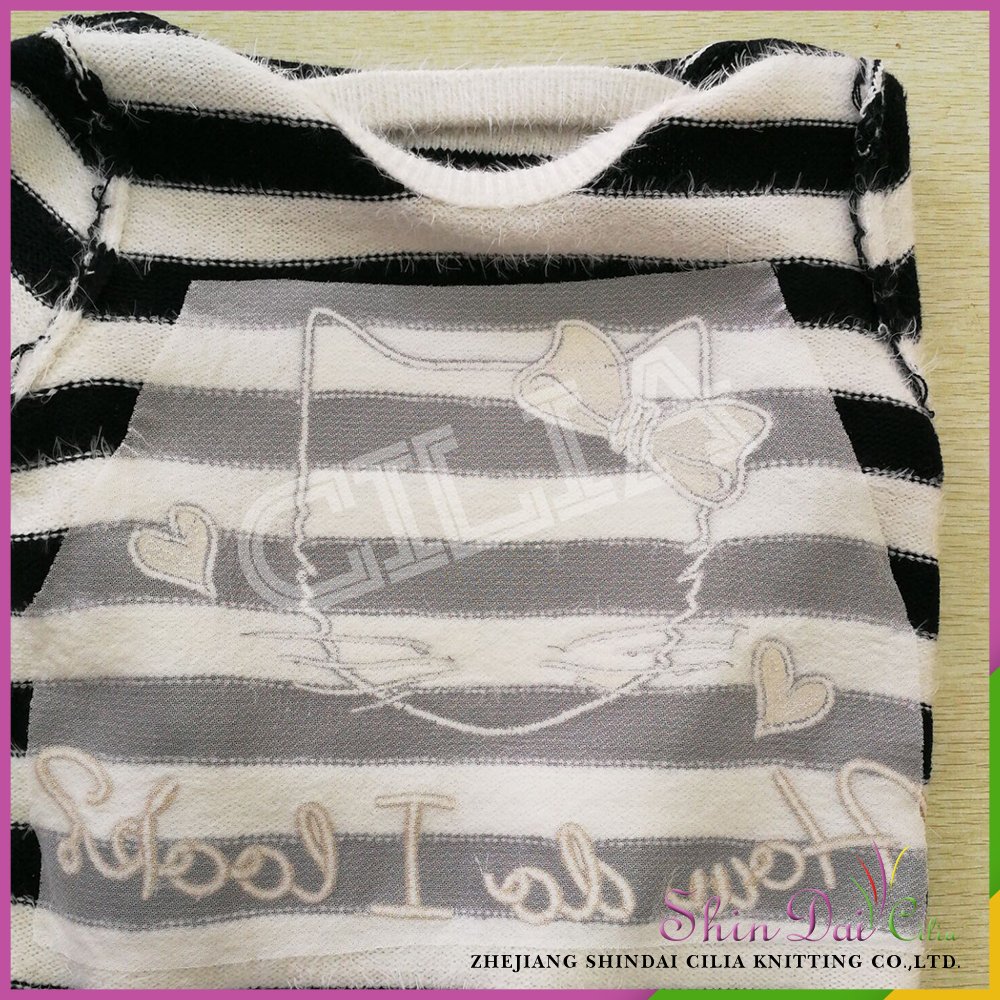Alibaba china wholesale polyester models girl pullover sweater with cat applique