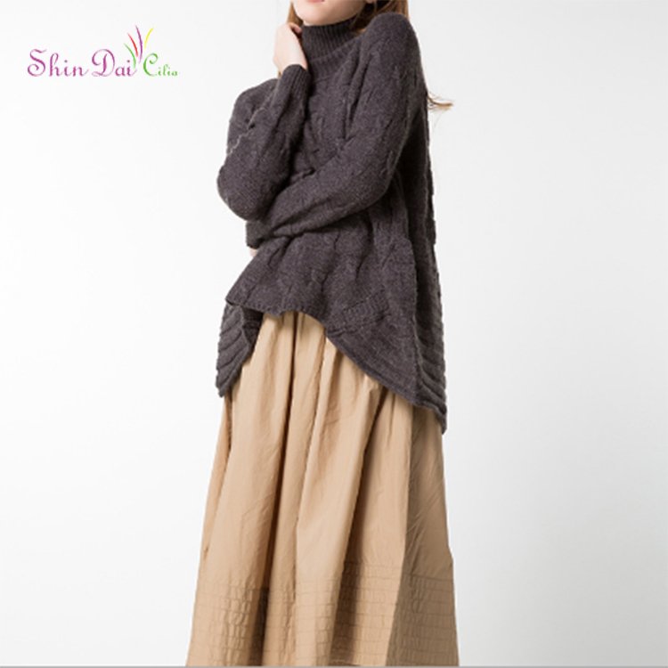Autumn And Winter New Women Long-Sleeved Thick High-Necked Pullover Sweater