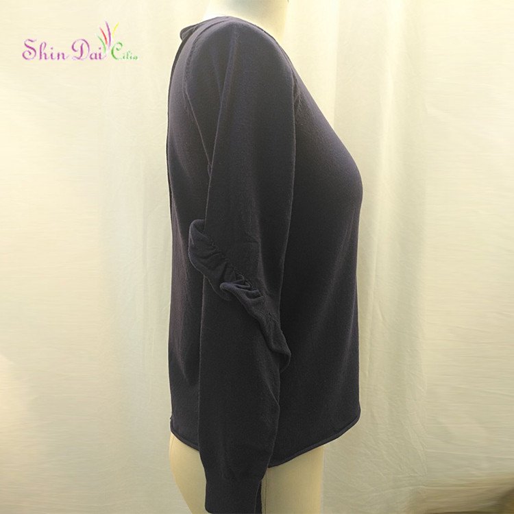 Autumn Women Loose Cold Shoulder Scalloped Edges Pullover Sweater