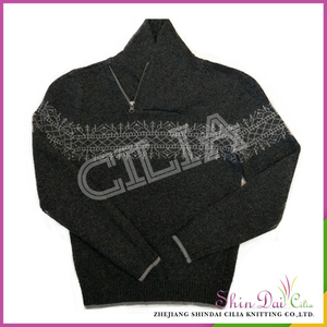 Can be customized private label knitted woollen pullover sweater with zipper