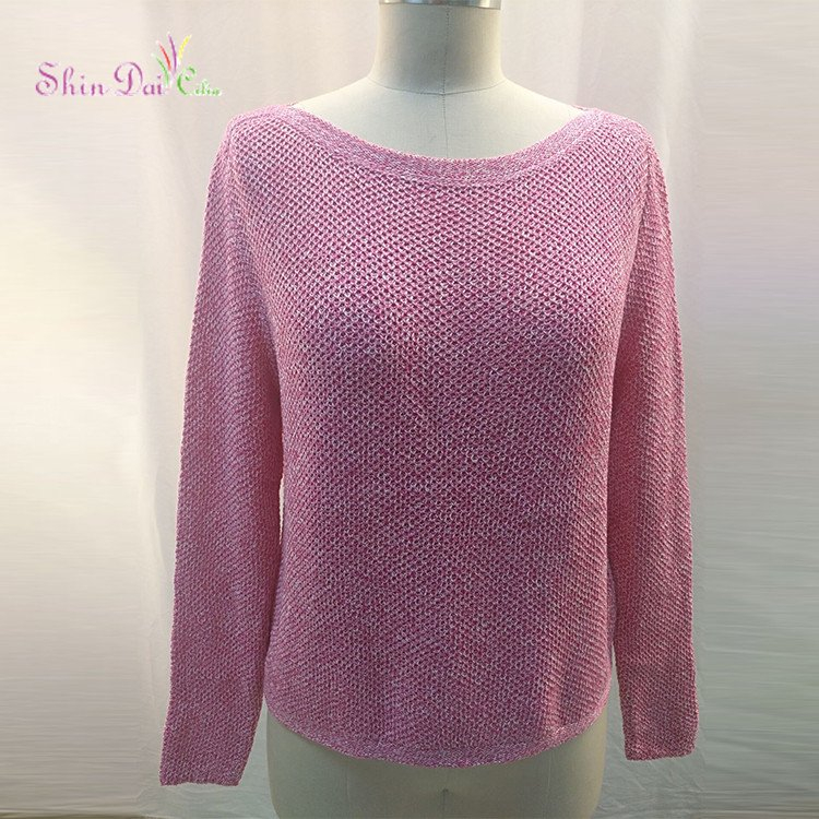 Factory Price Winter Women Comfortable Crewneck Hand Knit Pullover Sweater