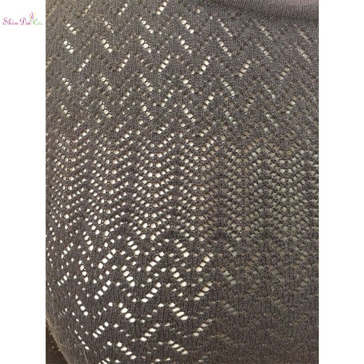 Women black round neck hollow flare sleeve knitted pullover sweater