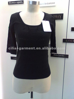 12gg computer knit pullover with lace at back lady sweater