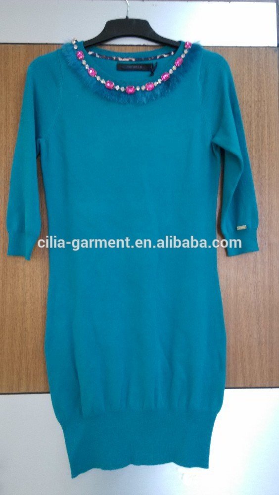 2014 fashion women sweater with manual nail bead