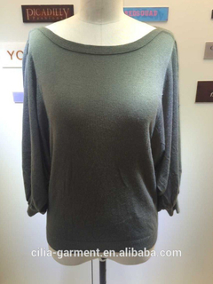 2015 new fashion lady sweater with puff sleeve