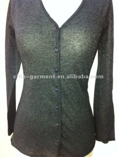 lady 14gg flat knit cardigan sweater