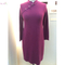 Burgundy mature women ladies winter in tight long knitted robe sweater dress