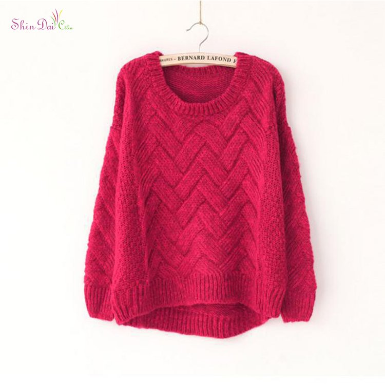 Popular New Designed Fashion Anti-Shrink Knit Pullover Woman Sweater