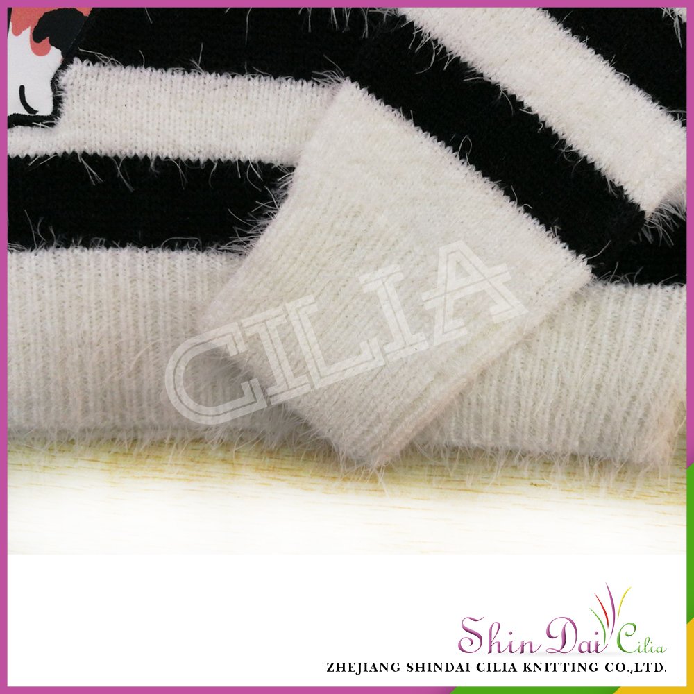 Wholesales new design girls stylish knitted pullover sweater with cat embroider