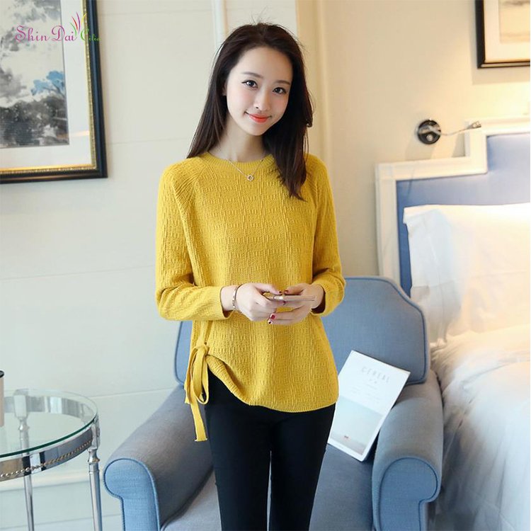 New Design Blank Pullover Style Women Knitting Patterns Long Sleeve Sweater